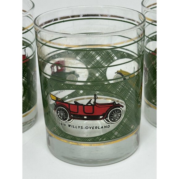 VTG Libbey Classic Car Whiskey Glasses Set of 3 12oz Willys Oveland Tumblers MCM - Picture 3 of 11